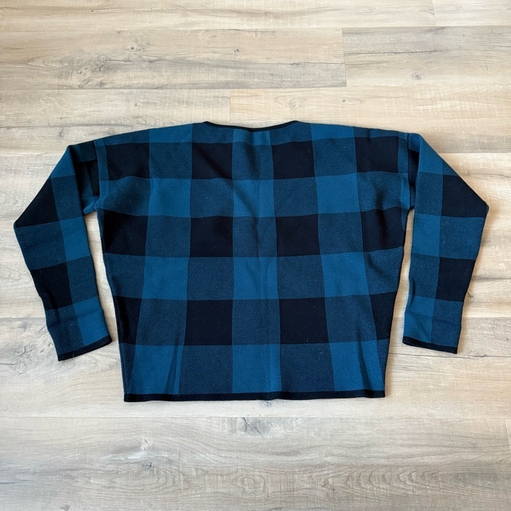 Sarah Pacini blue & black plaid v-neck sweater - One Size - Picture 6 of 7